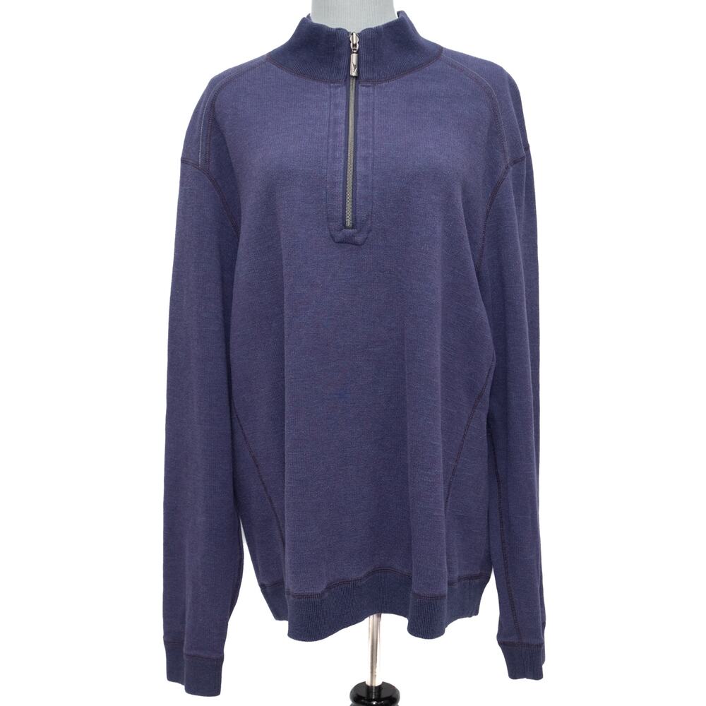 Tommy Bahama Reversible Blue Purple 1/4 Zip Pullover Sweatshirt Size XL